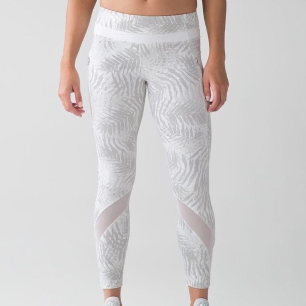 lululemon athletica White & Light Gray Printed High-Rise Leggings